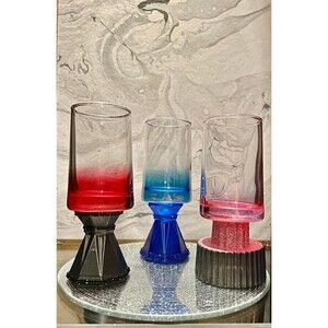 Colored glass Candle/Tealight Holders (#64) 2 pc set